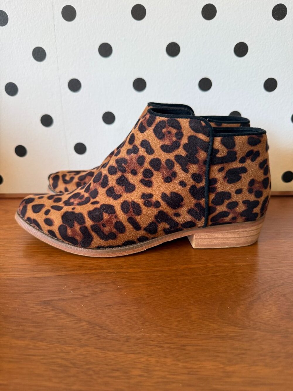 Pink Martini Leopard Print Booties Faux Fur Ankle Boots Size 38